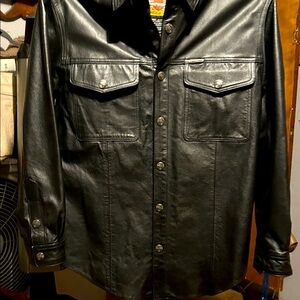 Women leather biker shirt jacket